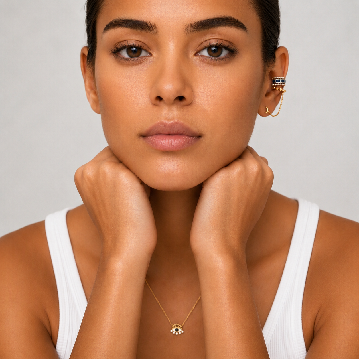 “Solenne” 925 Sterling Silver Sapphire Ear Cuff