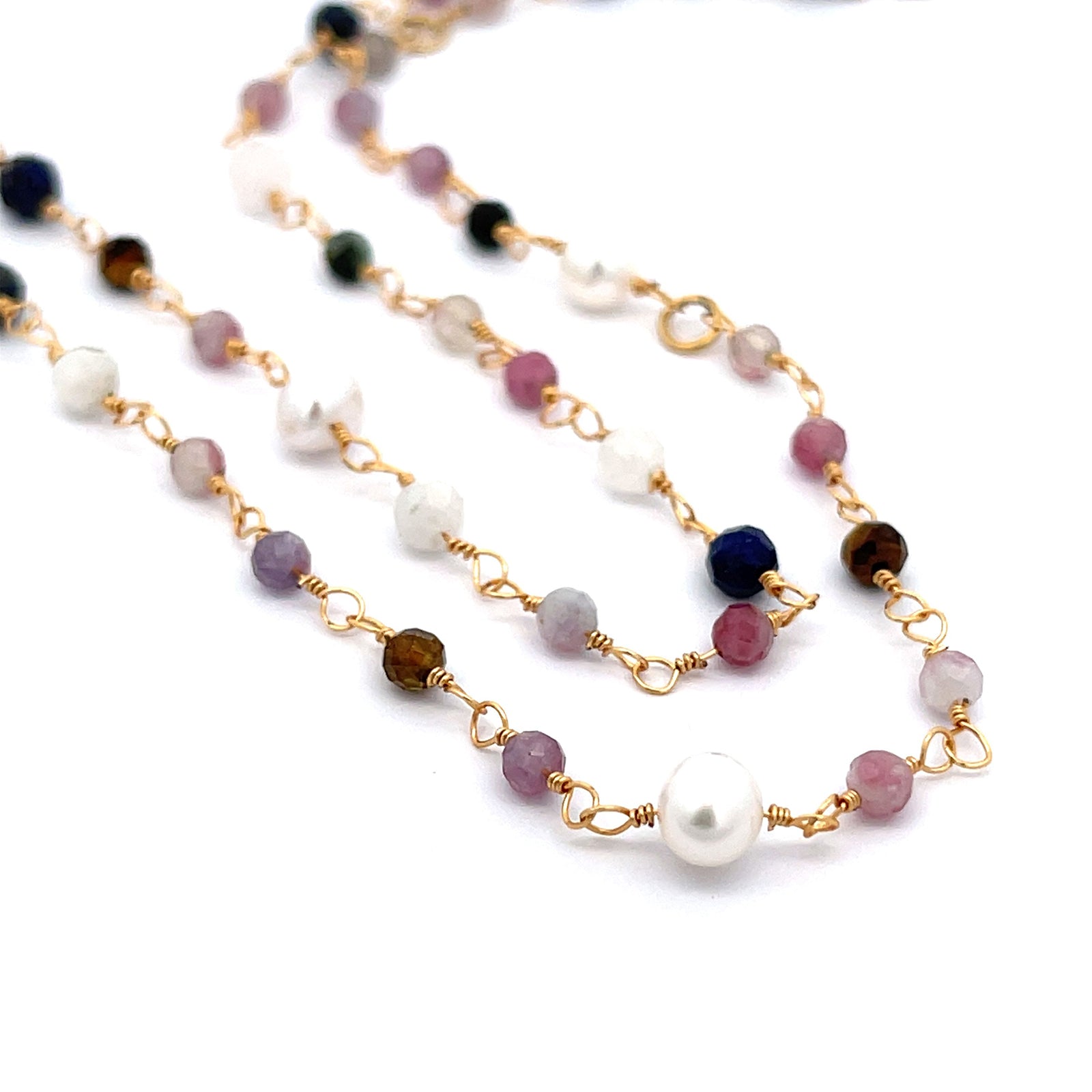 “Chiyo” Fresh Water Pearl and Mix Stones Necklace