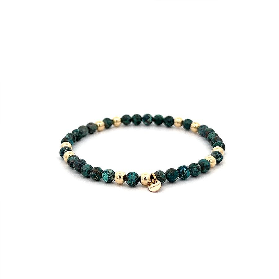 “Ellen” 4mm Round Bead CHRYSOCOLLA Bracelet