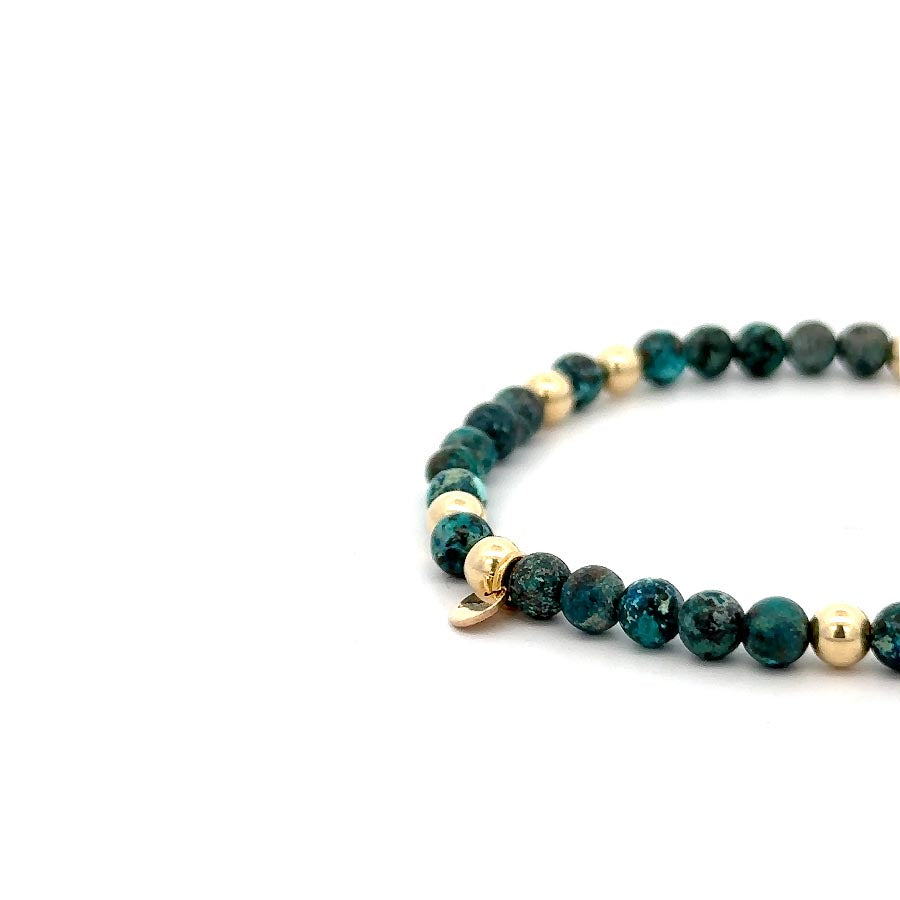 “Ellen” 4mm Round Bead CHRYSOCOLLA Bracelet