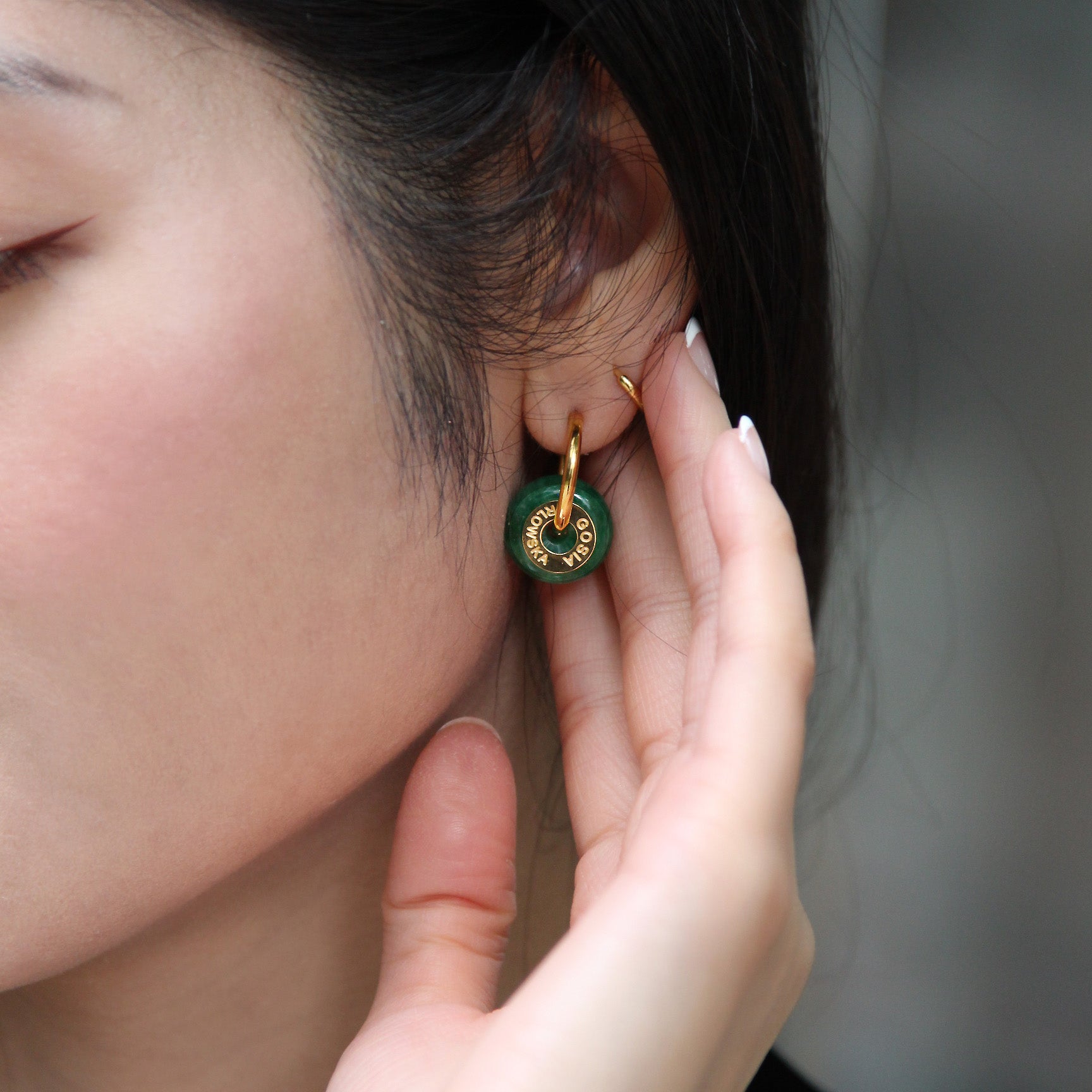 "CIAMBELLA MINI" Green Agate Earrings