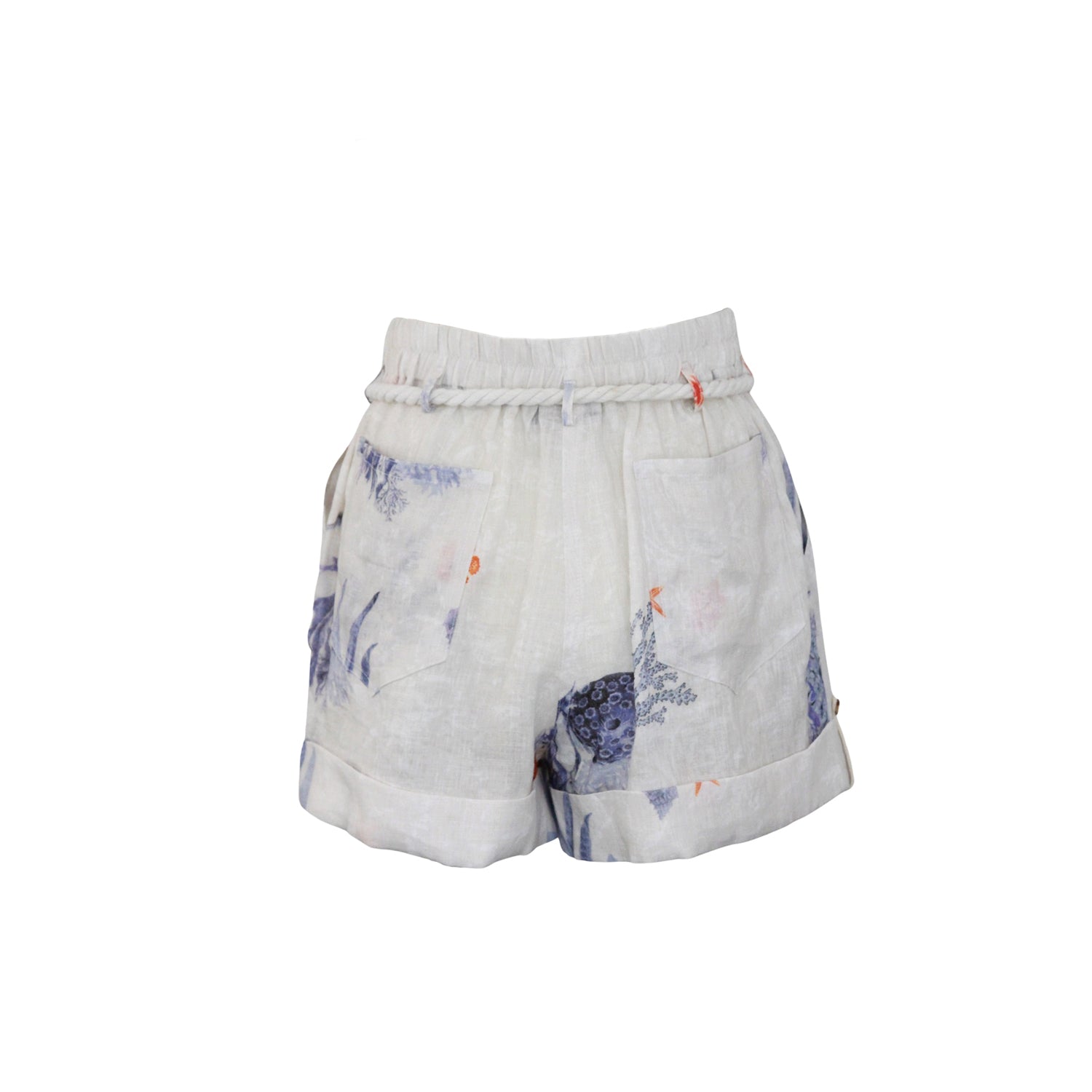 “MARE” Coral prints Linen Shorts