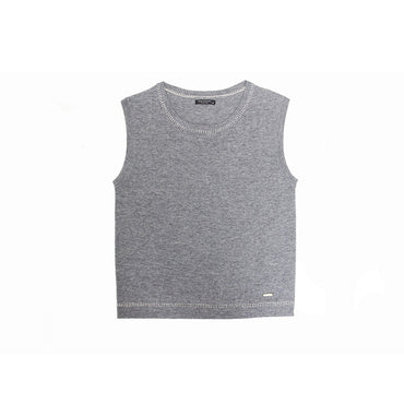 “LENA” ROUND NECK Knit  Top - MID GREY