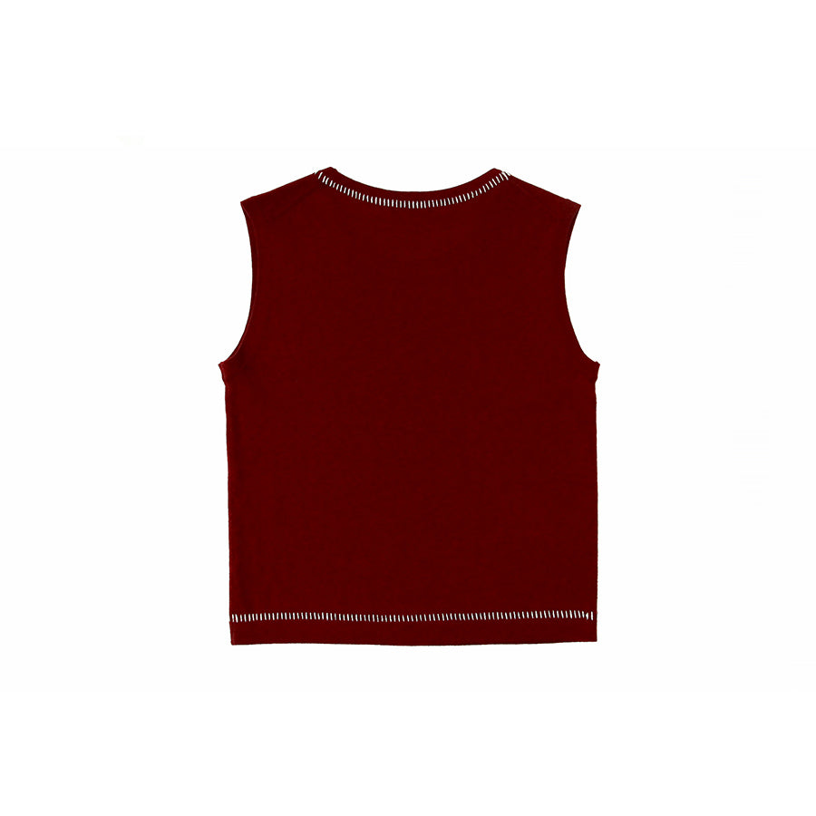 "LENA" Round Neck Knit Top - Pinot Noir