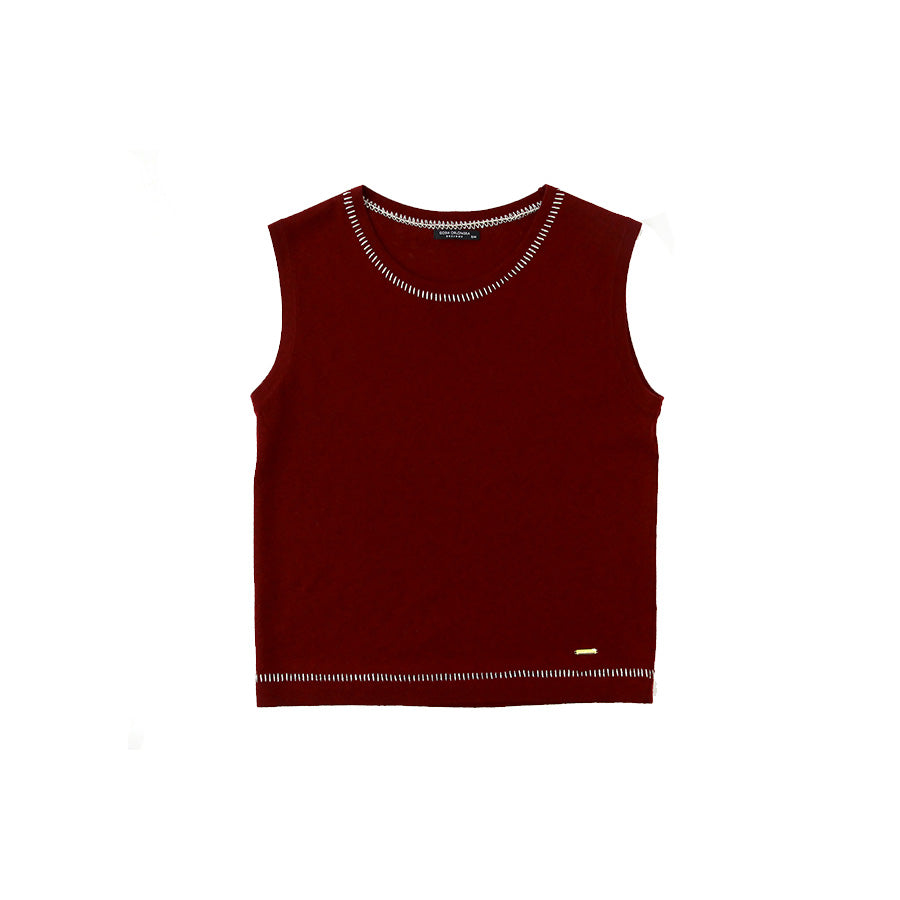 "LENA" Round Neck Knit Top - Pinot Noir