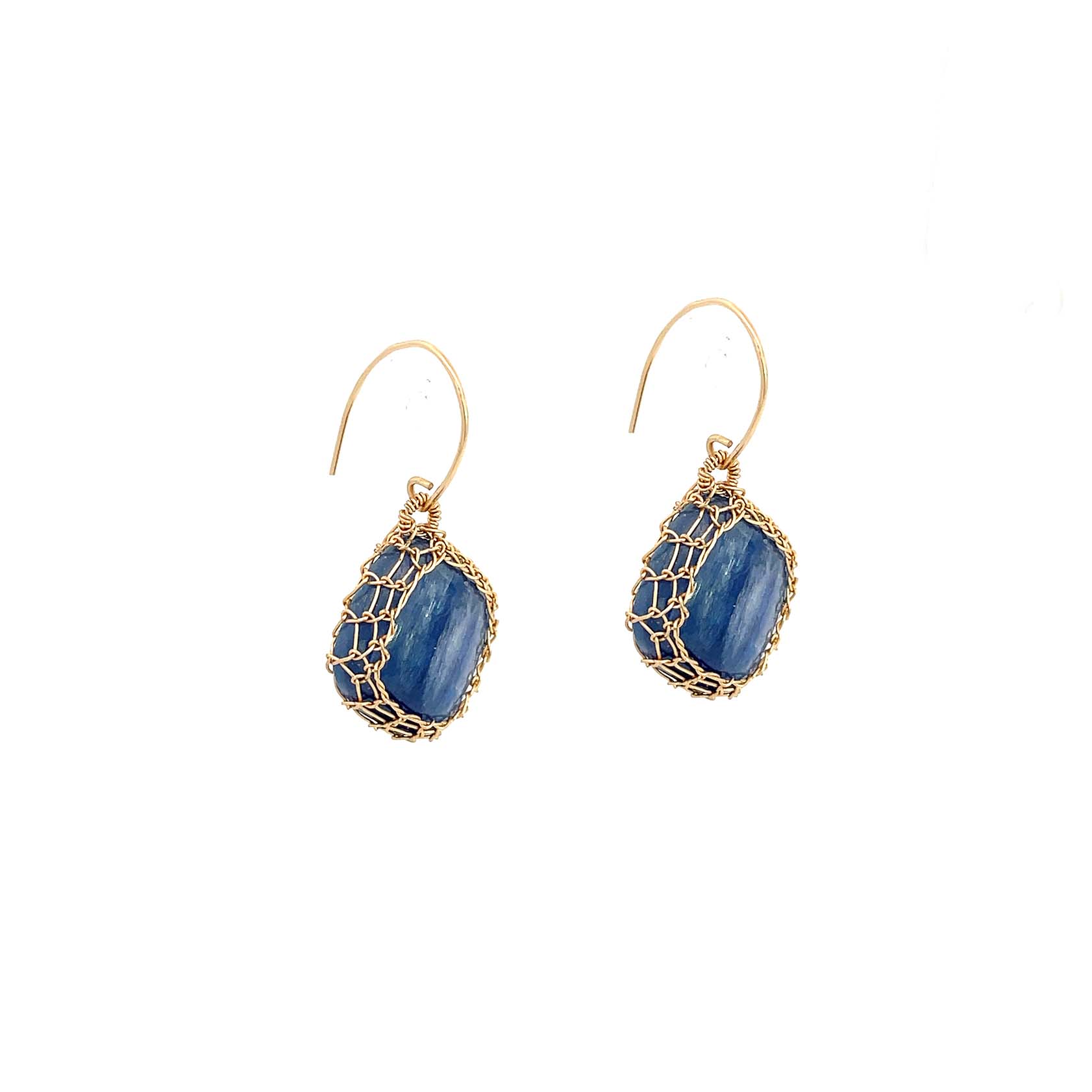 "NATI" BLUE KYANITE NET DIAMOND EARRING
