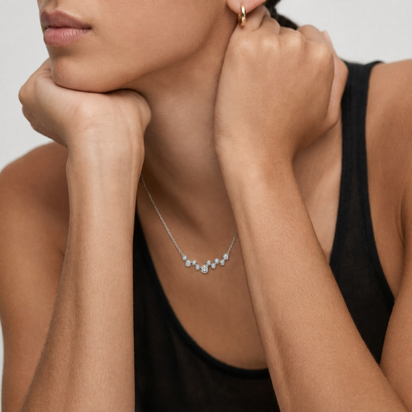 “Joyce” 925 sterling SILVER Mini Bubble Zirconia Necklace
