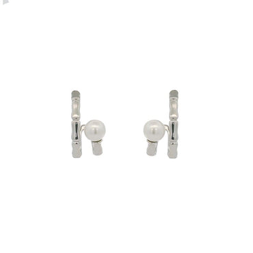 “Elina” 925s Pearl Bamboo C-Hoops