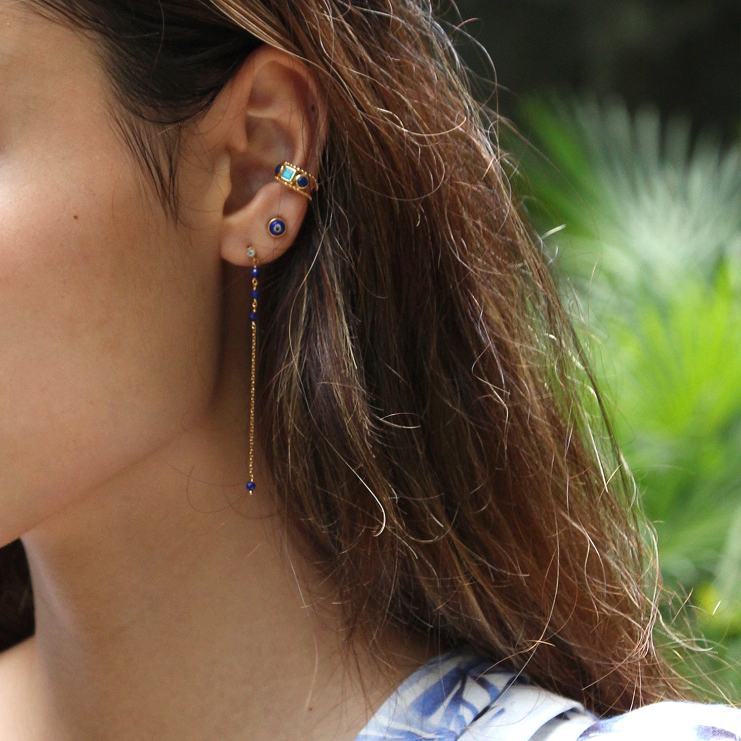 Nature-Inspired Lapis Lazuli Ear Cuff