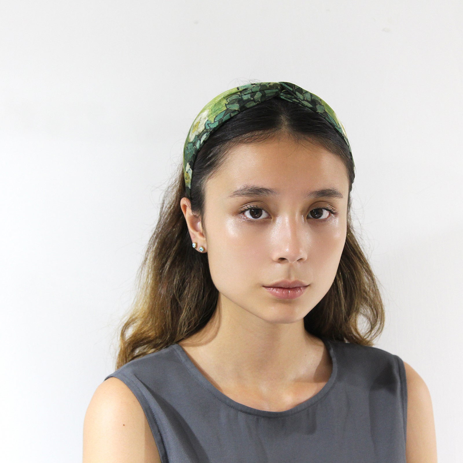 "Jasmine" Floral Green Twisted Style Headband