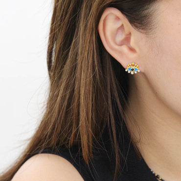 “Freya” 925 sterling silver Evil Eye & Pearl Earrings