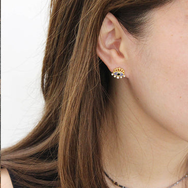 “Freya” 925 sterling silver Evil Eye & Pearl Earrings