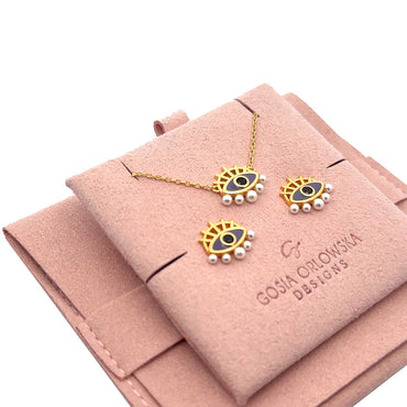 “Freya” 925 sterling silver Evil Eye & Pearl Earrings