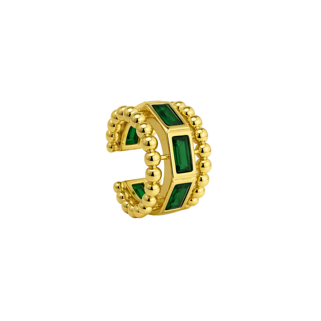 “Solenne” 925 Sterling Silver Emerald Ear Cuff