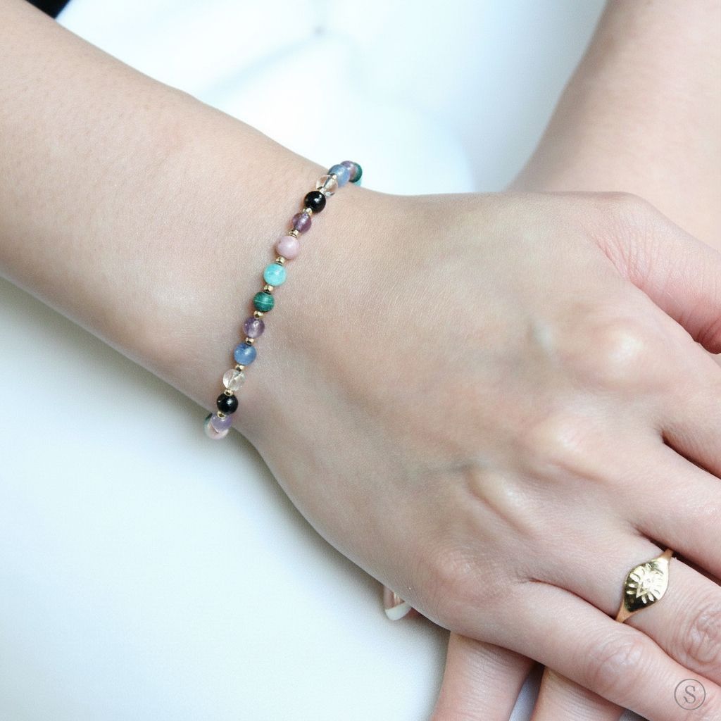 “Annie” 4mm Mix Round Beaded Bracelet