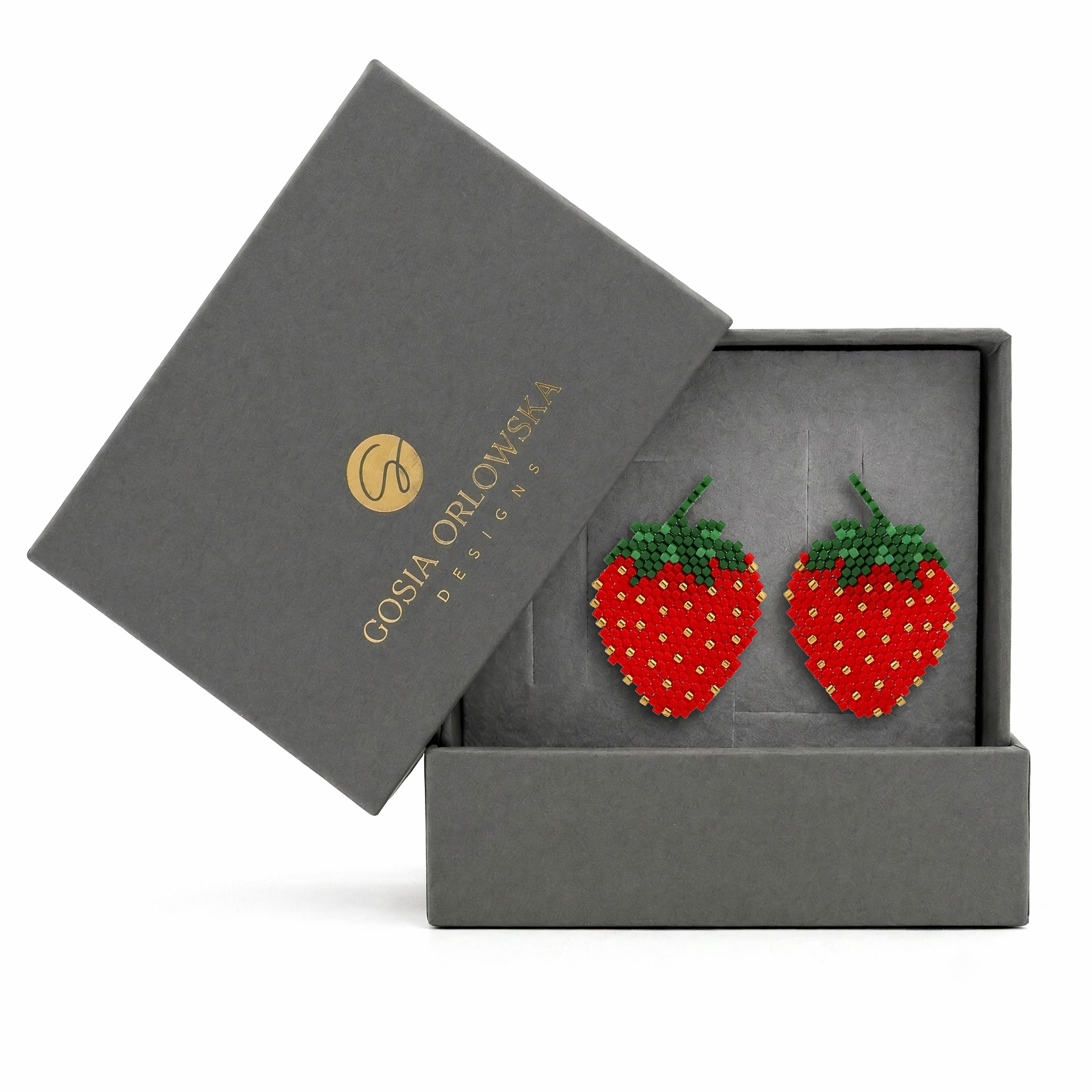 "STRAWBERRY" BEADED FRUIT EARRINGS