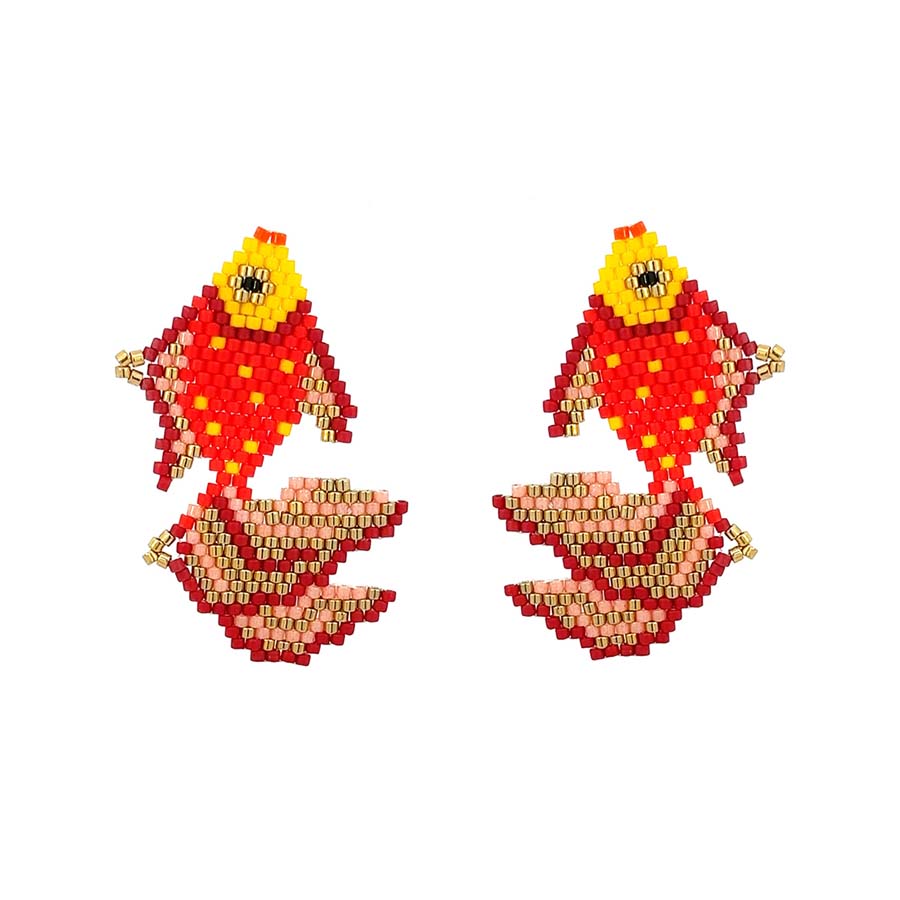 “ARIEL" BEADED FISH EARRINGS