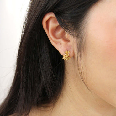“Jasmine” Blossoming Gold Vermeil Hoop Earrings