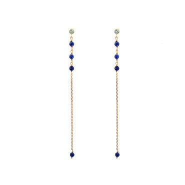 “Forest” Lapis Lazuli Dainty Drop Earrings