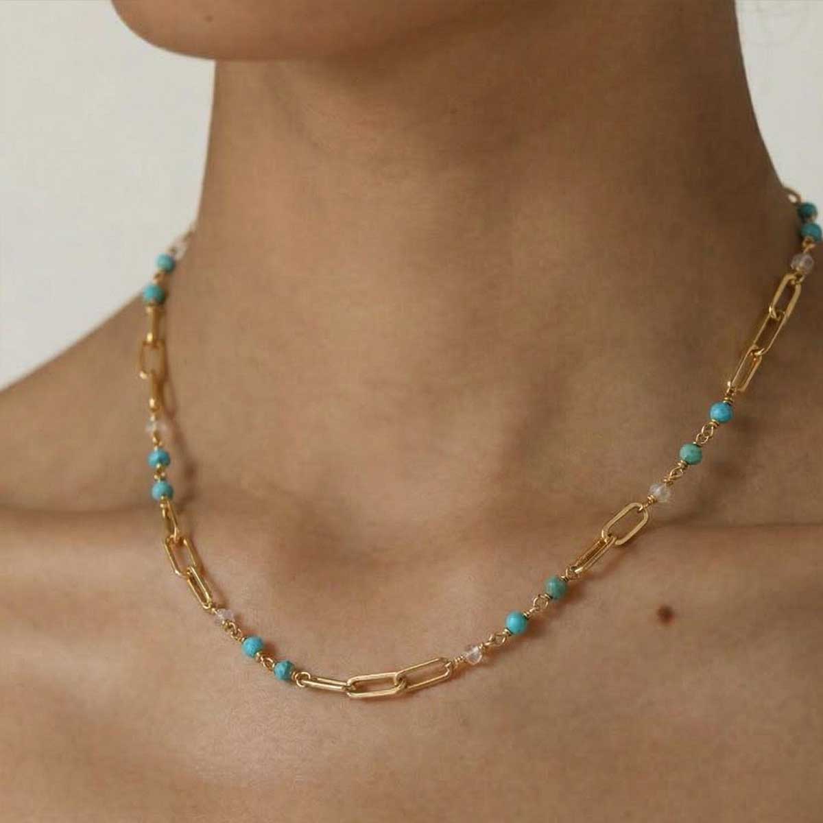 “Forest” 925 sterling silver Clip Chain & Beads Necklace