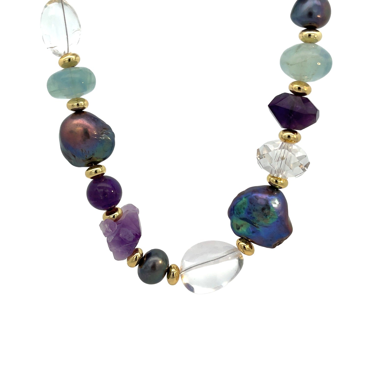 "Sweet Princess" Fresh Water & Baroque Pearl, Tiger Eye and Gemstones Necklace