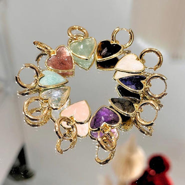 Gemstone Heart Earrings