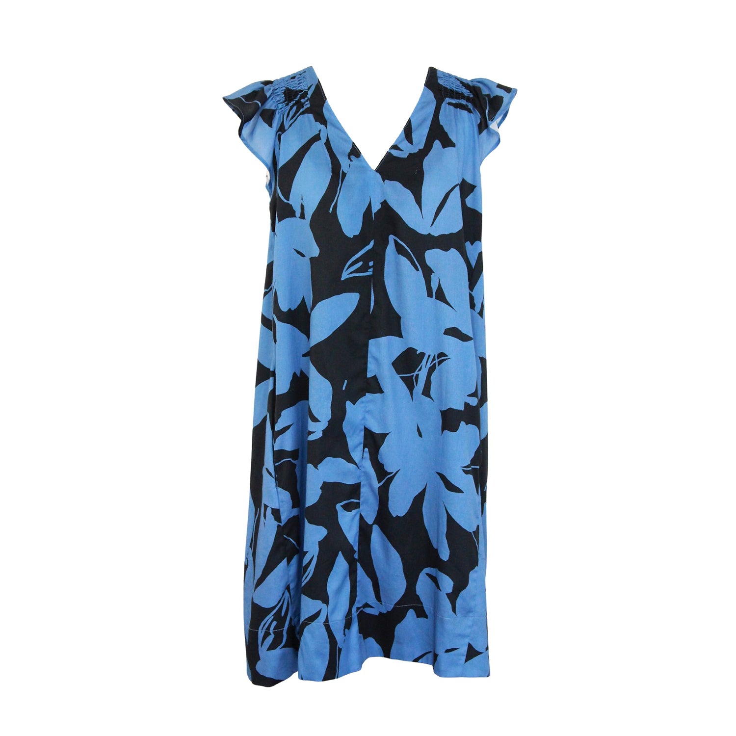 “Gentian” Blue Flower Cotton Dress