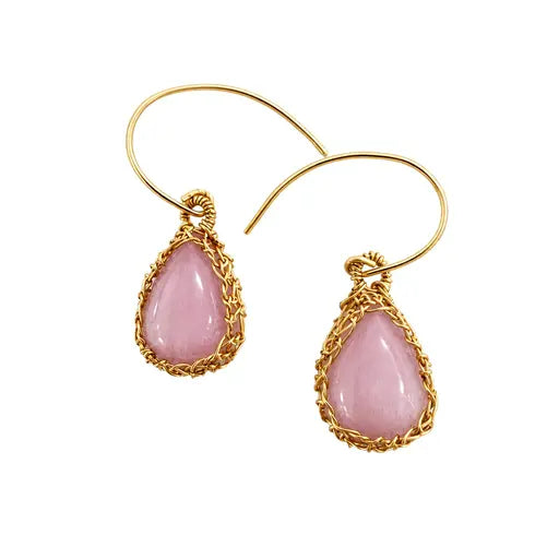 "NATI"  PURPLE KUNZITE NET TEAR DROP EARRINGS