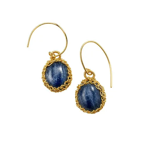 “Nati” Blue Kyanite Net Oval Earrings