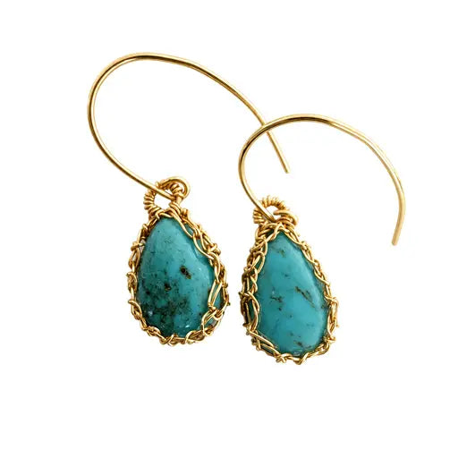 "NATI" TURQUOISE NET TEAR DROP EARRINGS