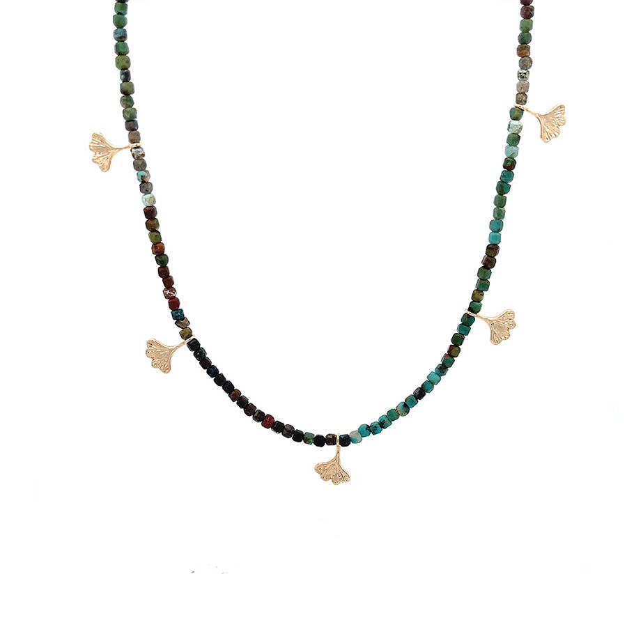 “Ginkgo” African Turquoise Gemstone Choker