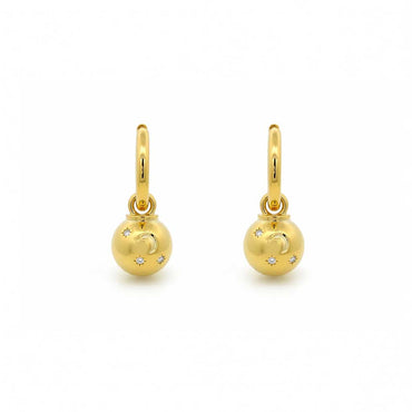 “Lilia” Moon Star Ornament Charm Earrings / Gold