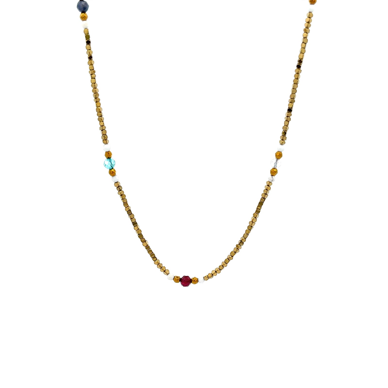 "Twinkle" Gold Hematite and Mixed Stones Long Necklace