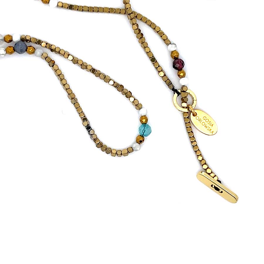 "Twinkle" Gold Hematite and Mixed Stones Long Necklace