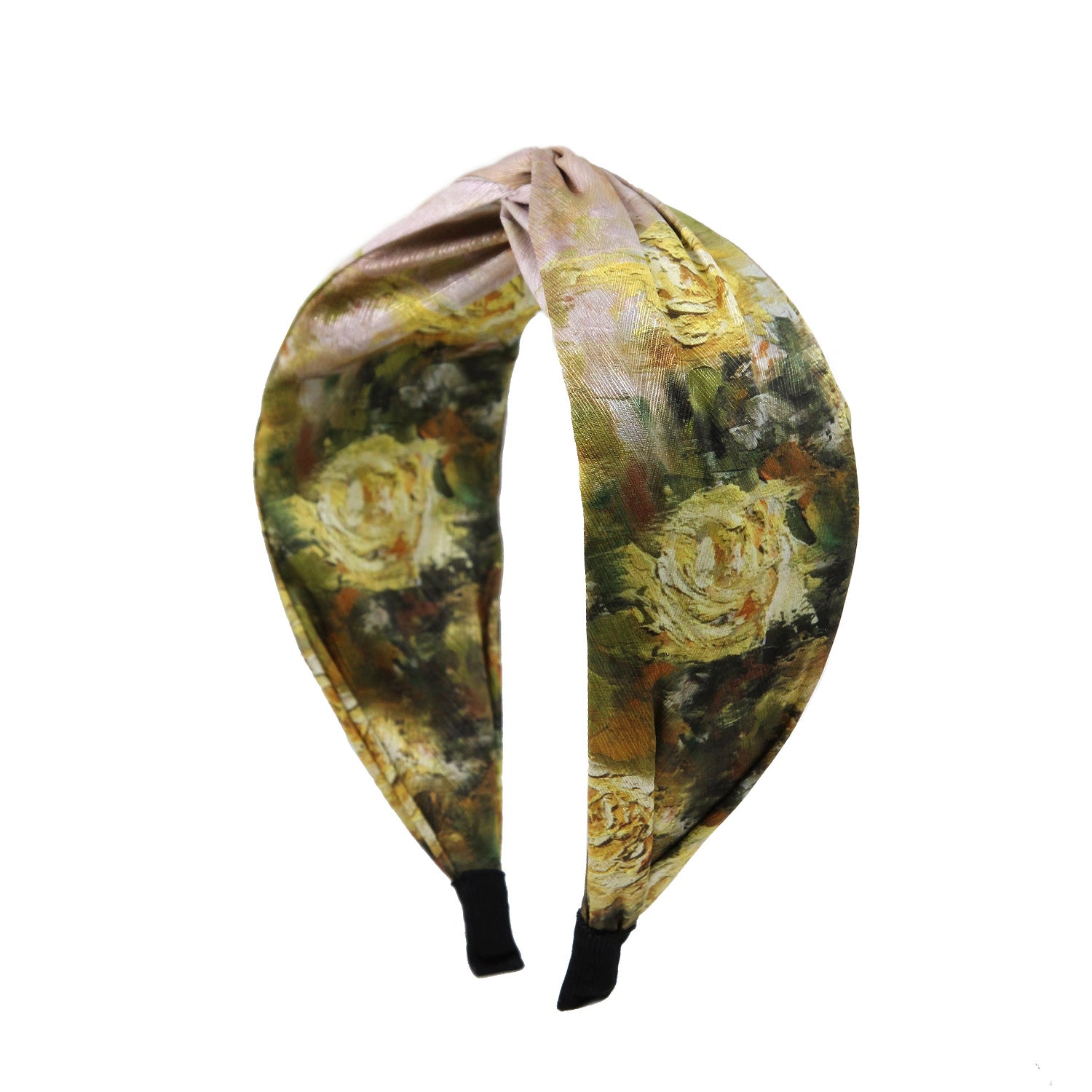 “Rosie” Yellow Rose Print Twisted style Headband