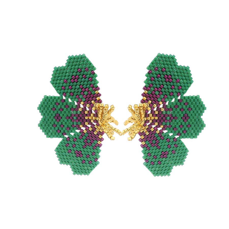 "NOLA" BEADED GREEN BUTTERFLY EARRINGS