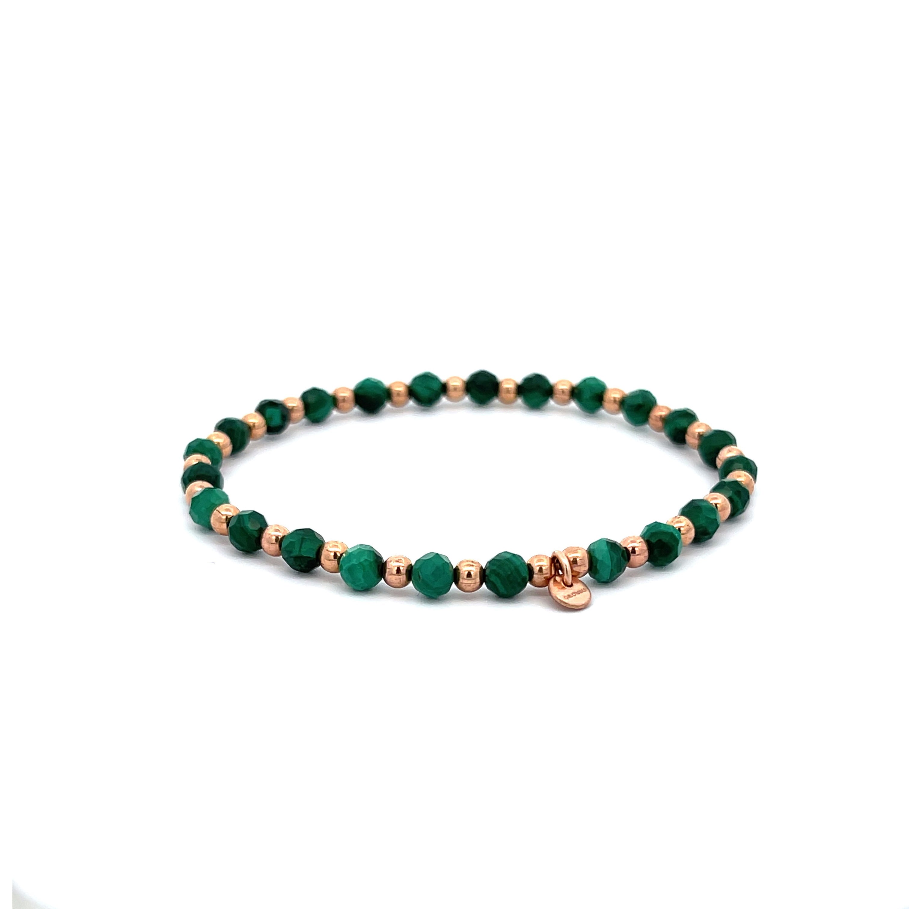 “Malin” Malachite Diamond Cut Bracelet