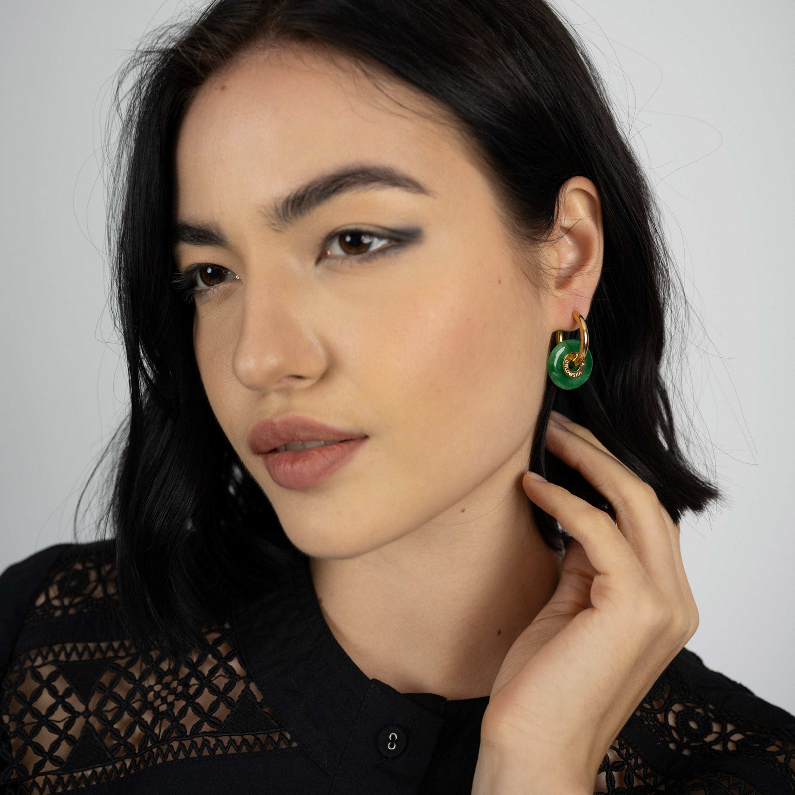 Elegant Green Agate Single Stone Earrings Online