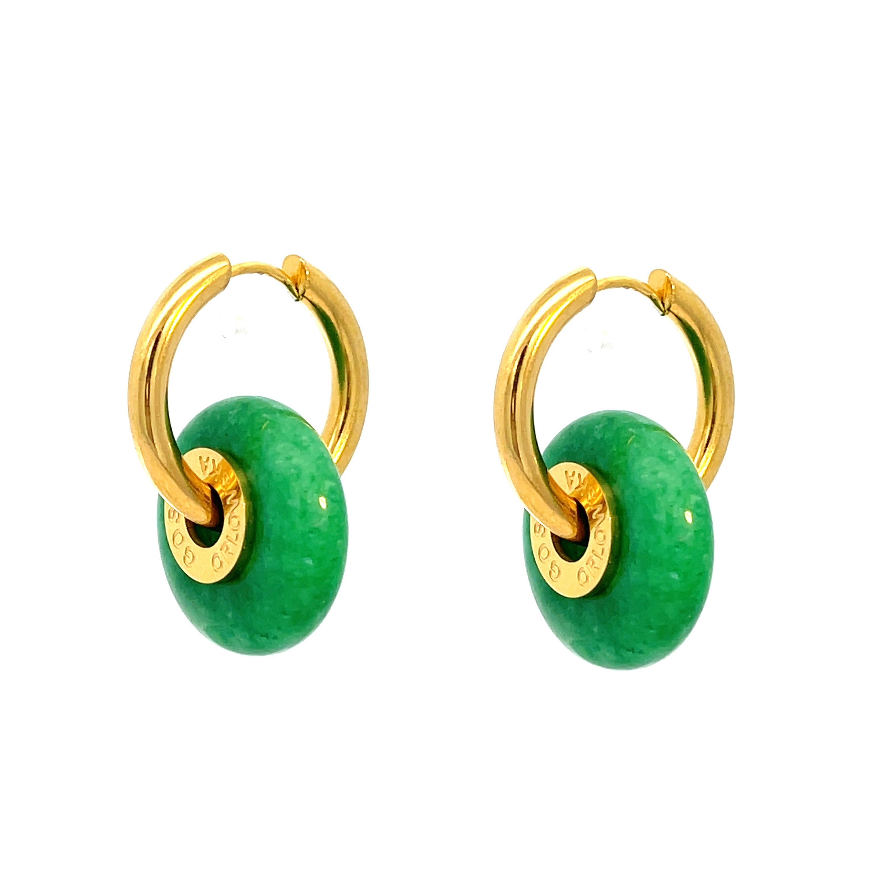 Trendy Ciambella 2cm Stone Earrings in Green