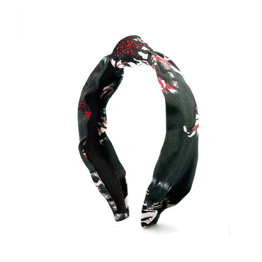 “Serenity” Green Floral Pattern Knotted Style Silk Headband