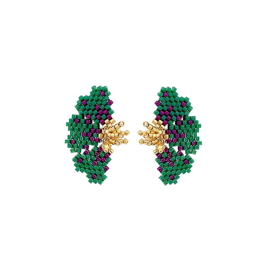 "NOLA" BEADED GREEN BUTTERFLY EARRINGS