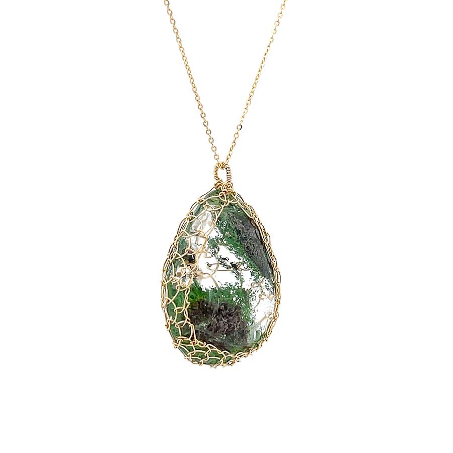 "Nati" Green Phantom Net Necklace / BIG