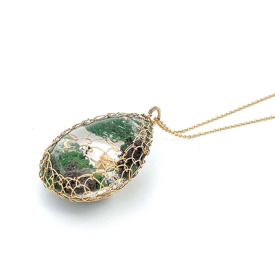 "Nati" Green Phantom Net Necklace / BIG