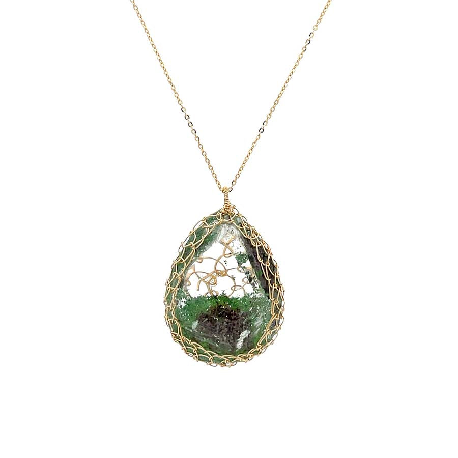 "Nati" Green Phantom Net Necklace / BIG