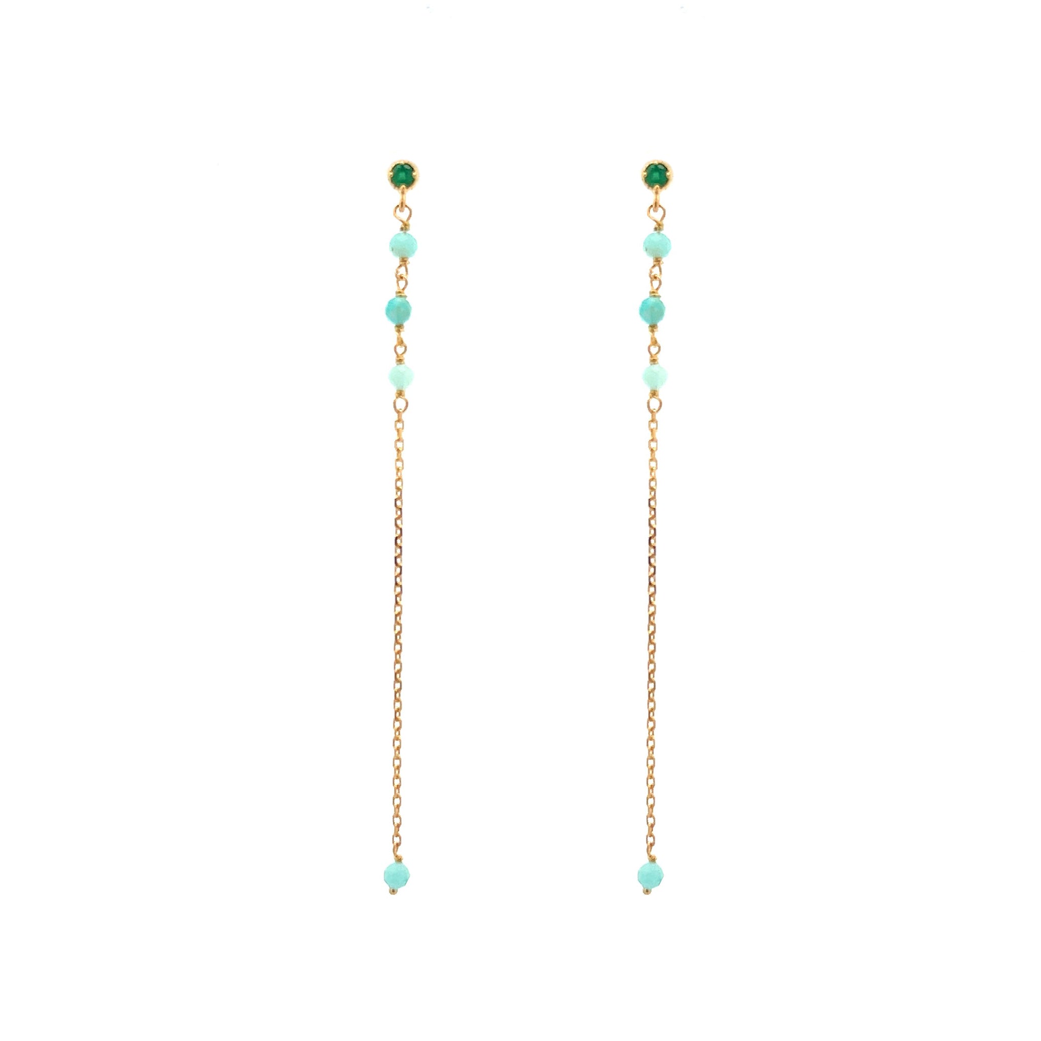 “Forest” Aquamarine Dainty Drop Earrings