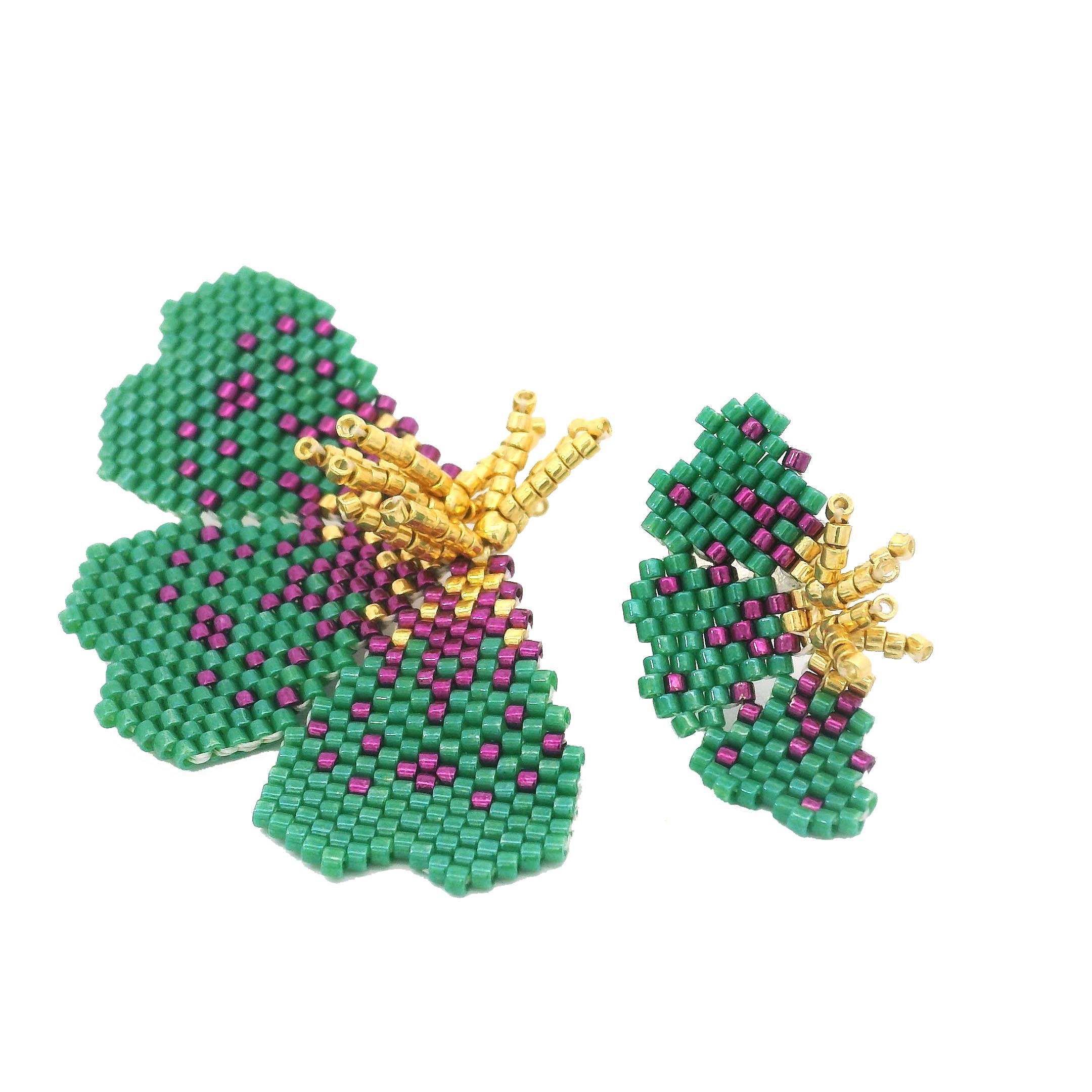 "NOLA" BEADED GREEN BUTTERFLY EARRINGS