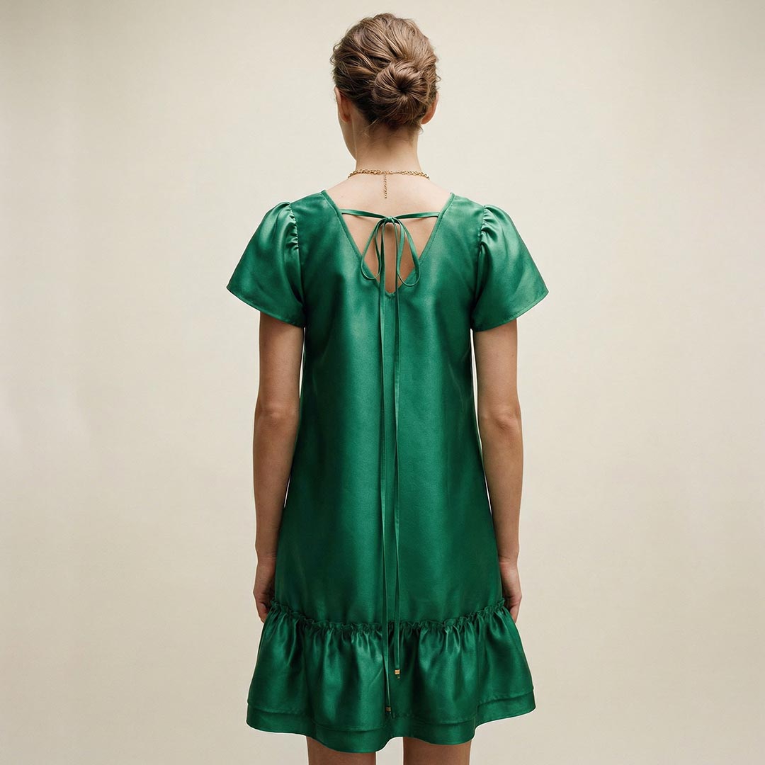 “Sofie” Organza Mini Dress / Enchanted Green