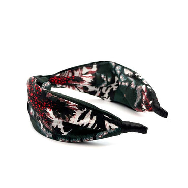 “Serenity” Green Floral Pattern Twisted Style Silk Headband