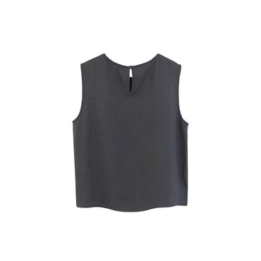 “Corey” Mix Cotton Silk Basic Crop Top - Space Grey