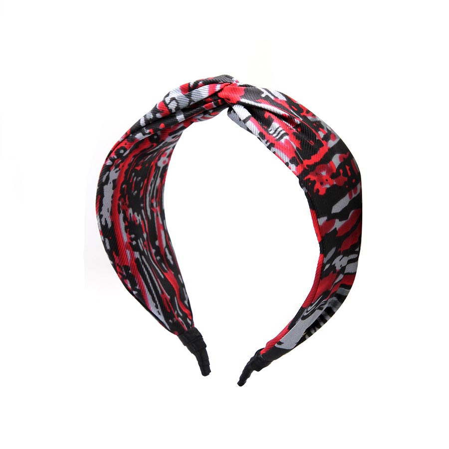 “Crimson” Grey & Red Silk Headband